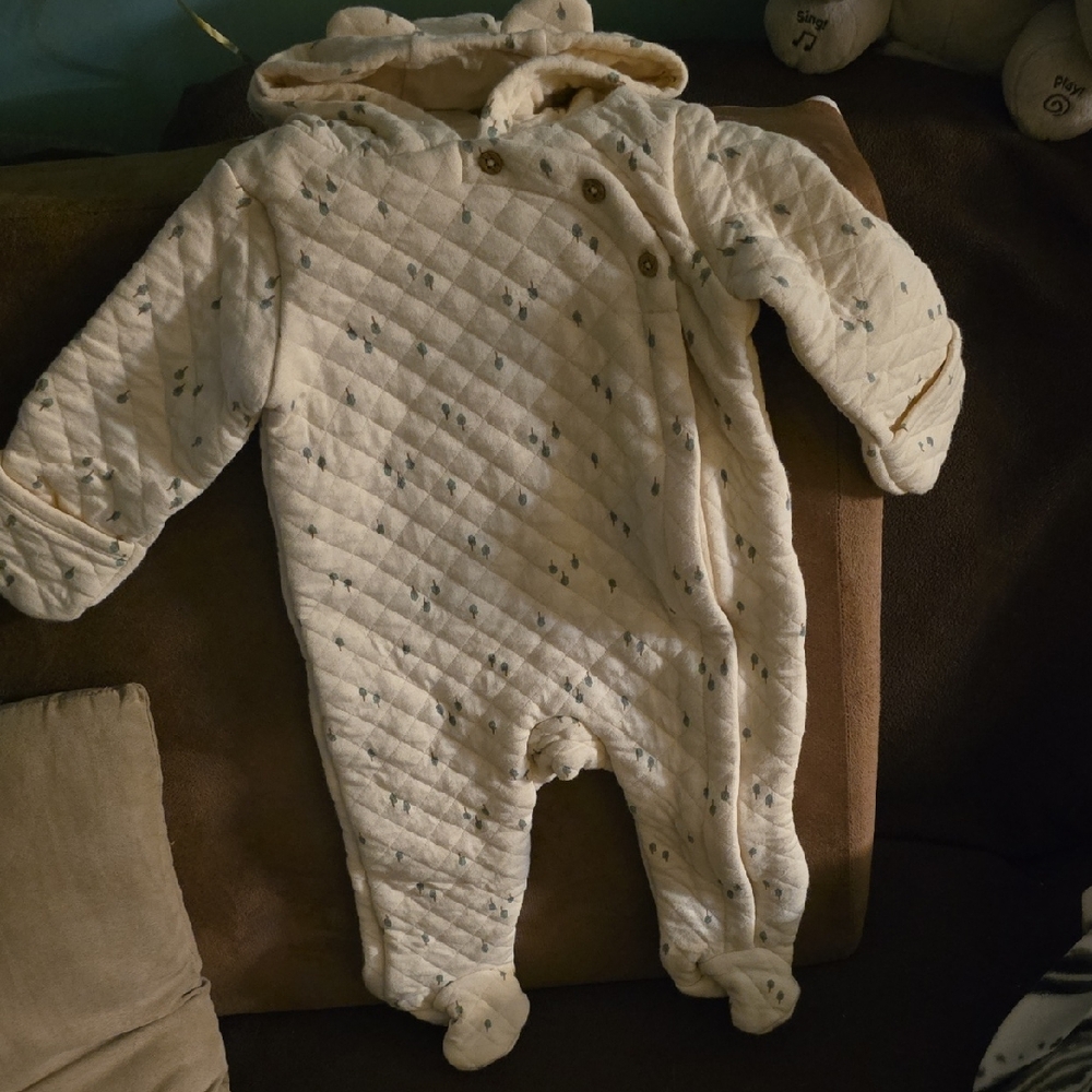 Carter's Cream Quilted Footie with Hood